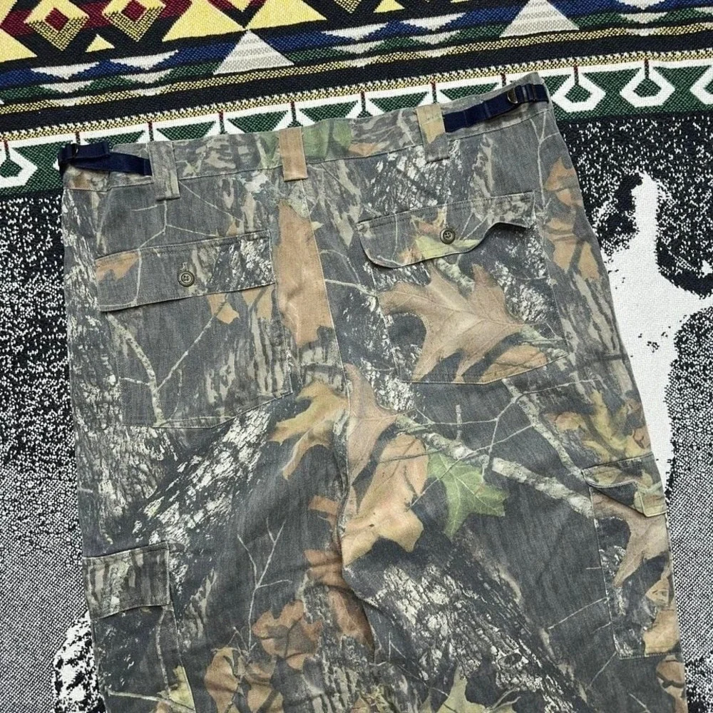 Vintage super baggy faded realtree camo cargo pants w/adjustable waist - Picture 3 of 8